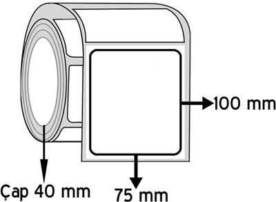 Silver Mat 75 mm x 100 mm ÇAP 40 mm Barkod Etiketi ( 10 Rulodur )