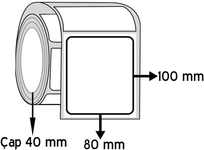 Eko Termal 80 mm x 100 mm ÇAP 40 mm Barkod Etiketi ( 10 Rulodur )