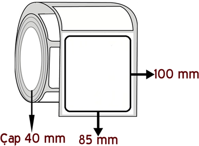Opak PP 85 mm x 100 mm ÇAP 40 mm Barkod Etiketi ( 10 Rulodur )