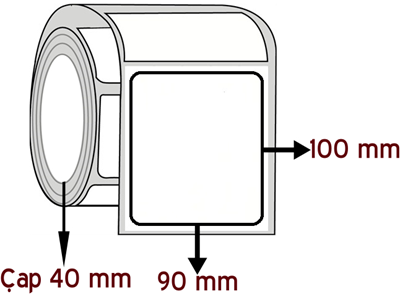 Silver Mat 90 mm x 100 mm ÇAP 40 mm Barkod Etiketi ( 10 Rulodur )