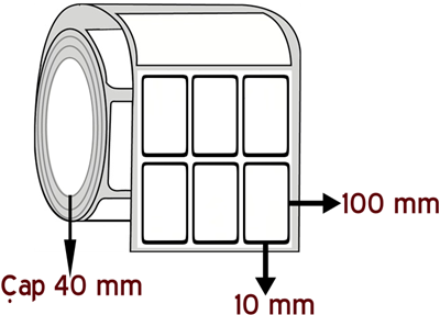 Kuşe 10 mm x 100 mm YY 3'lü ÇAP 40 mm Barkod Etiketi ( 20 Rulodur )