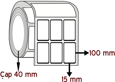 Lamine Termal 15 mm x 100 mm YY 3'lü ÇAP 40 mm Barkod Etiketi ( 10 Rulodur )