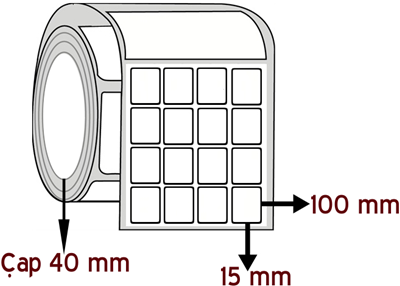 Opak PP 15 mm x 100 mm YY 4'lü ÇAP 40 mm Barkod Etiketi ( 10 Rulodur )