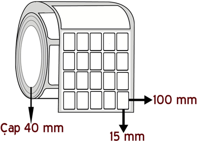 Opak PP 15 mm x 100 mm YY 5'li ÇAP 40 mm Barkod Etiketi ( 10 Rulodur )