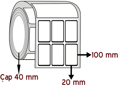 Eko Termal 20 mm x 100 mm YY 3'lü ÇAP 40 mm Barkod Etiketi ( 10 Rulodur )