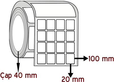 Eko Termal 20 mm x 100 mm YY 4'lü ÇAP 40 mm Barkod Etiketi ( 10 Rulodur )