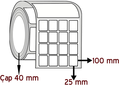 Lamine Termal 25 mm x 100 mm YY 4'lü ÇAP 40 mm Barkod Etiketi ( 10 Rulodur )