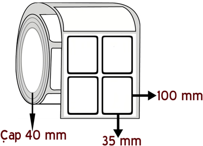 Silver Mat 35 mm x 100 mm YY 2'li ÇAP 40 mm Barkod Etiketi ( 10 Rulodur )