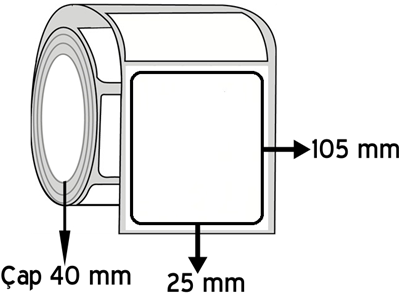 Vellum 25 mm x 105 mm ÇAP 40 mm Barkod Etiketi ( 30 Rulodur )