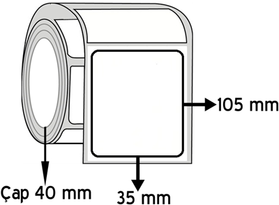 Silver Mat 35 mm x 105 mm ÇAP 40 mm Barkod Etiketi ( 10 Rulodur )