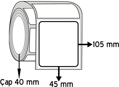 Opak PP 45 mm x 105 mm ÇAP 40 mm Barkod Etiketi ( 10 Rulodur )