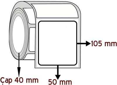 Silver Mat 50 mm x 105 mm ÇAP 40 mm Barkod Etiketi ( 10 Rulodur )