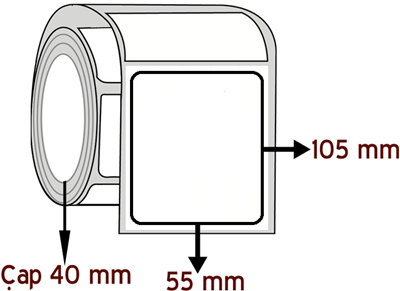 Kuşe 55 mm x 105 mm ÇAP 40 mm Barkod Etiketi ( 20 Rulodur )