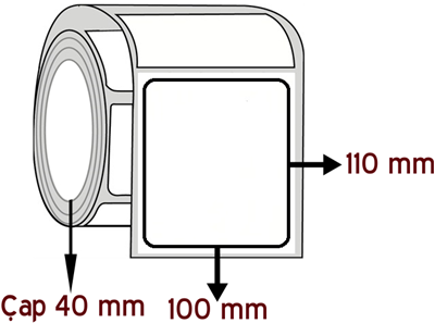 Kuşe 100 mm x 110 mm ÇAP 40 mm Barkod Etiketi ( 10 Rulodur )