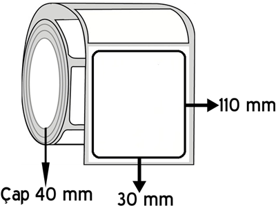 Vellum 30 mm x 110 mm ÇAP 40 mm Barkod Etiketi ( 30 Rulodur )