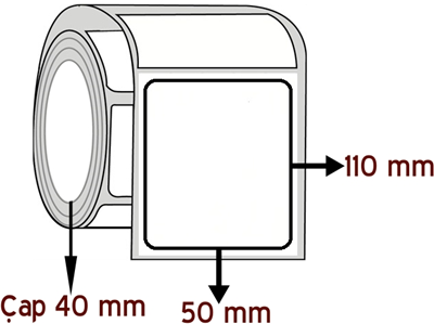 Silver Mat 50 mm x 110 mm ÇAP 40 mm Barkod Etiketi ( 10 Rulodur )