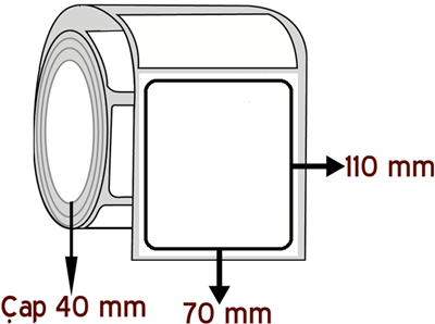 Kuşe 70 mm x 110 mm ÇAP 40 mm Barkod Etiketi ( 20 Rulodur )