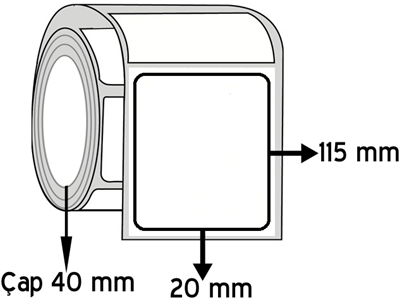 Lamine Termal 20 mm x 115 mm ÇAP 40 mm Barkod Etiketi ( 20 Rulodur )