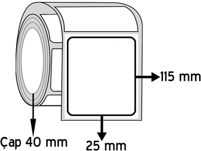 Silver Mat 25 mm x 115 mm ÇAP 40 mm Barkod Etiketi ( 10 Rulodur )