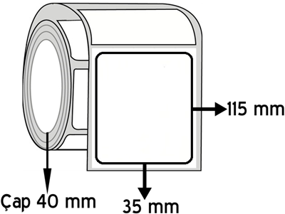 Silver Mat 35 mm x 115 mm ÇAP 40 mm Barkod Etiketi ( 10 Rulodur )