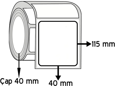 Silver Mat 40 mm x 115 mm ÇAP 40 mm Barkod Etiketi ( 10 Rulodur )