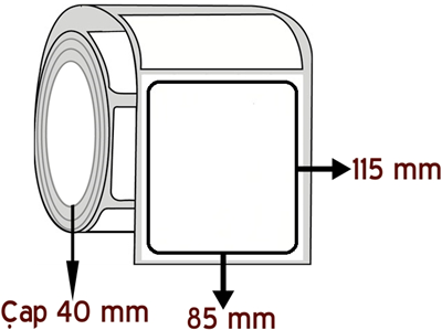 Silver Mat 85 mm x 115 mm ÇAP 40 mm Barkod Etiketi ( 10 Rulodur )