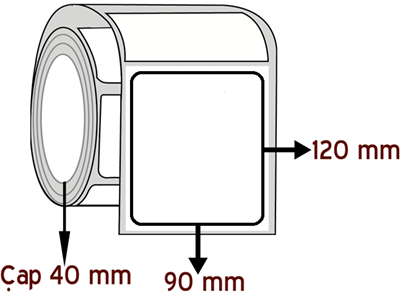 Lamine Termal 90 mm x 120 mm ÇAP 40 mm Barkod Etiketi ( 10 Rulodur )