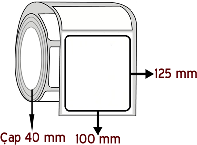 Silver Mat 100 mm x 125 mm ÇAP 40 mm Barkod Etiketi ( 10 Rulodur )