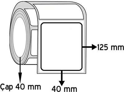 Silver Mat 40 mm x 125 mm ÇAP 40 mm Barkod Etiketi ( 10 Rulodur )