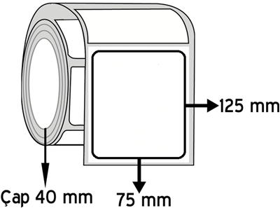 Vellum 75 mm x 125 mm ÇAP 40 mm Barkod Etiketi ( 10 Rulodur )