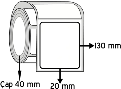 Kuşe 20 mm x 130 mm ÇAP 40 mm Barkod Etiketi ( 30 Rulodur )