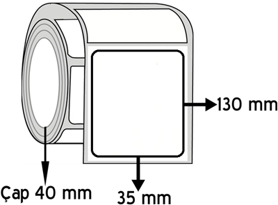 Vellum 35 mm x 130 mm ÇAP 40 mm Barkod Etiketi ( 20 Rulodur )