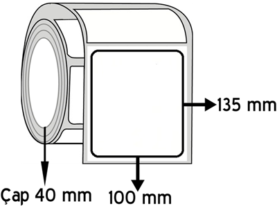 Opak PP 100 mm x 135 mm ÇAP 40 mm Barkod Etiketi ( 10 Rulodur )