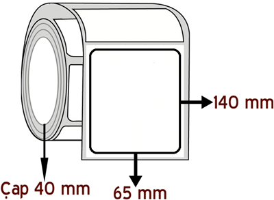 Vellum 65 mm x 140 mm ÇAP 40 mm Barkod Etiketi ( 20 Rulodur )