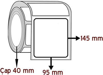 Silver Mat 95 mm x 145 mm ÇAP 40 mm Barkod Etiketi ( 10 Rulodur )