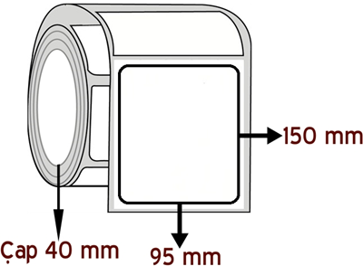 Lamine Termal 95 mm x 150 mm ÇAP 40 mm Barkod Etiketi ( 10 Rulodur )