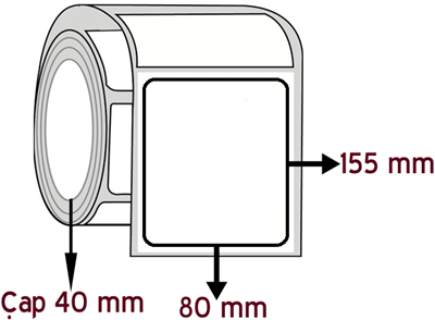 Kuşe 80 mm x 155 mm ÇAP 40 mm Barkod Etiketi ( 10 Rulodur )