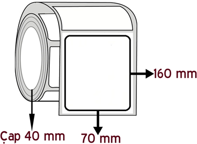 Lamine Termal 70 mm x 160 mm ÇAP 40 mm Barkod Etiketi ( 10 Rulodur )