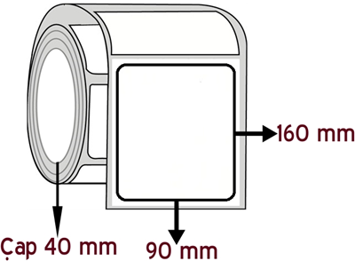 Lamine Termal 90 mm x 160 mm ÇAP 40 mm Barkod Etiketi ( 10 Rulodur )