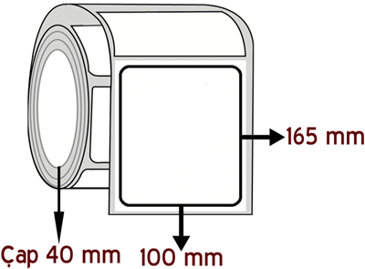Silver Mat 100 mm x 165 mm ÇAP 40 mm Barkod Etiketi ( 10 Rulodur )