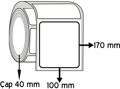 Örtücü 100 mm x 170 mm ÇAP 40 mm Barkod Etiketi ( 10 Rulodur )