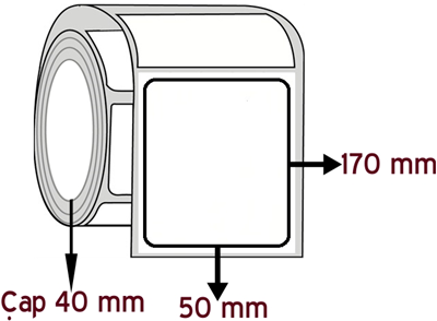 Vellum 50 mm x 170 mm ÇAP 40 mm Barkod Etiketi ( 20 Rulodur )