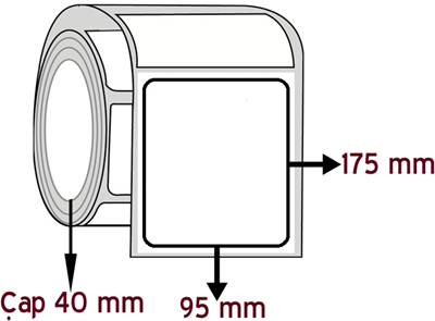Kuşe 95 mm x 175 mm ÇAP 40 mm Barkod Etiketi ( 10 Rulodur )