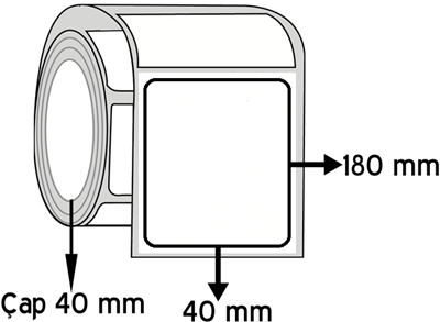 Lamine Termal 40 mm x 180 mm ÇAP 40 mm Barkod Etiketi ( 10 Rulodur )