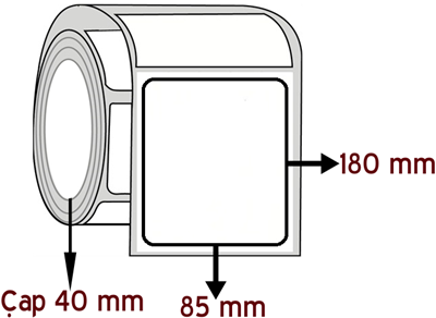 Kuşe 85 mm x 180 mm ÇAP 40 mm Barkod Etiketi ( 10 Rulodur )