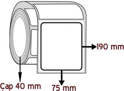 Eko Termal 75 mm x 190 mm ÇAP 40 mm Barkod Etiketi ( 10 Rulodur )