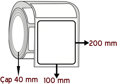 Silver Mat 100 mm x 200 mm ÇAP 40 mm Barkod Etiketi ( 10 Rulodur )