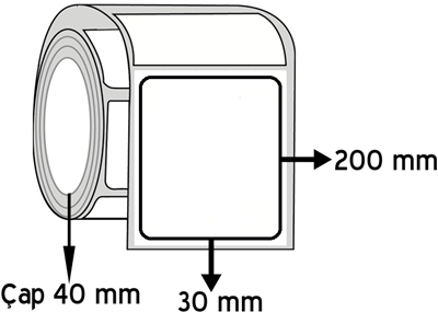 Lamine Termal 30 mm x 200 mm ÇAP 40 mm Barkod Etiketi ( 20 Rulodur )