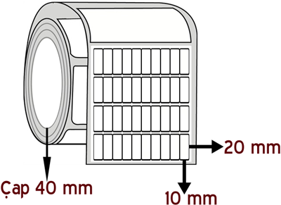 Opak PP 10 mm x 20 mm YY 10'lu ÇAP 40 mm Barkod Etiketi ( 10 Rulodur )