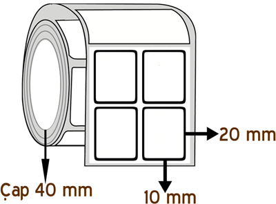 Kuşe 10 mm x 20 mm YY 2'li ÇAP 40 mm Barkod Etiketi ( 30 Rulodur )